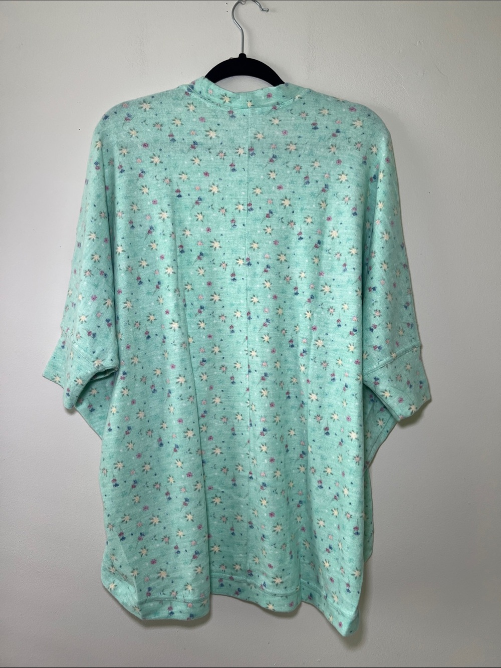 LuLaRoe Tracy Mint Green Floral Draped Cocoon Cardigan - Picture 4 of 5